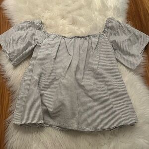 Express Off the Shoulder Crop Flowy Top